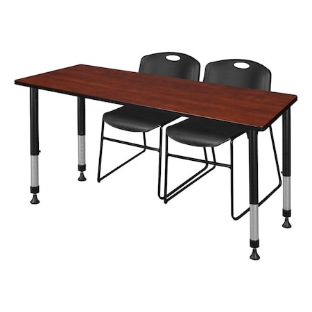 Regency Tables > Height Adjustable > Rectangular Table & Chair Sets, 66 W, 24 L, 23-34 H, Cherry MT6624CHAPBK44BK